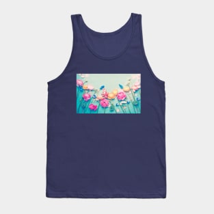 Pastel Peony Flower Garden Tank Top